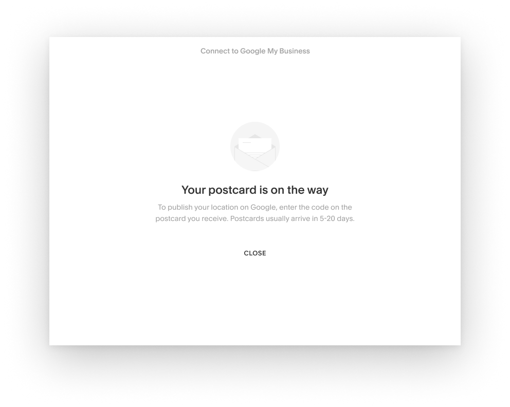 Verify by mail step explaining the postcard verification process from Google